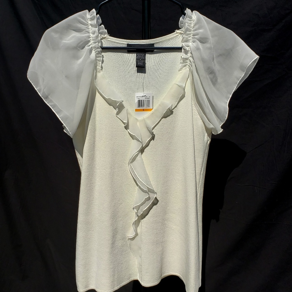 Soft Princess Knit Sweater with Sheer Sleeve - S